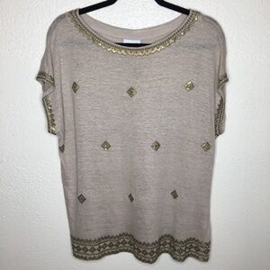 J. Jill Love Linen Sequin Embellishments Top L